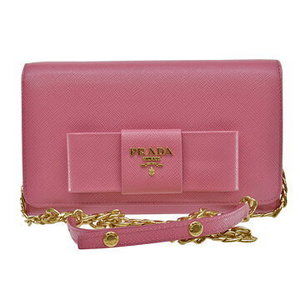 Prada long Wallet pink leather Shoulder Bag chain
